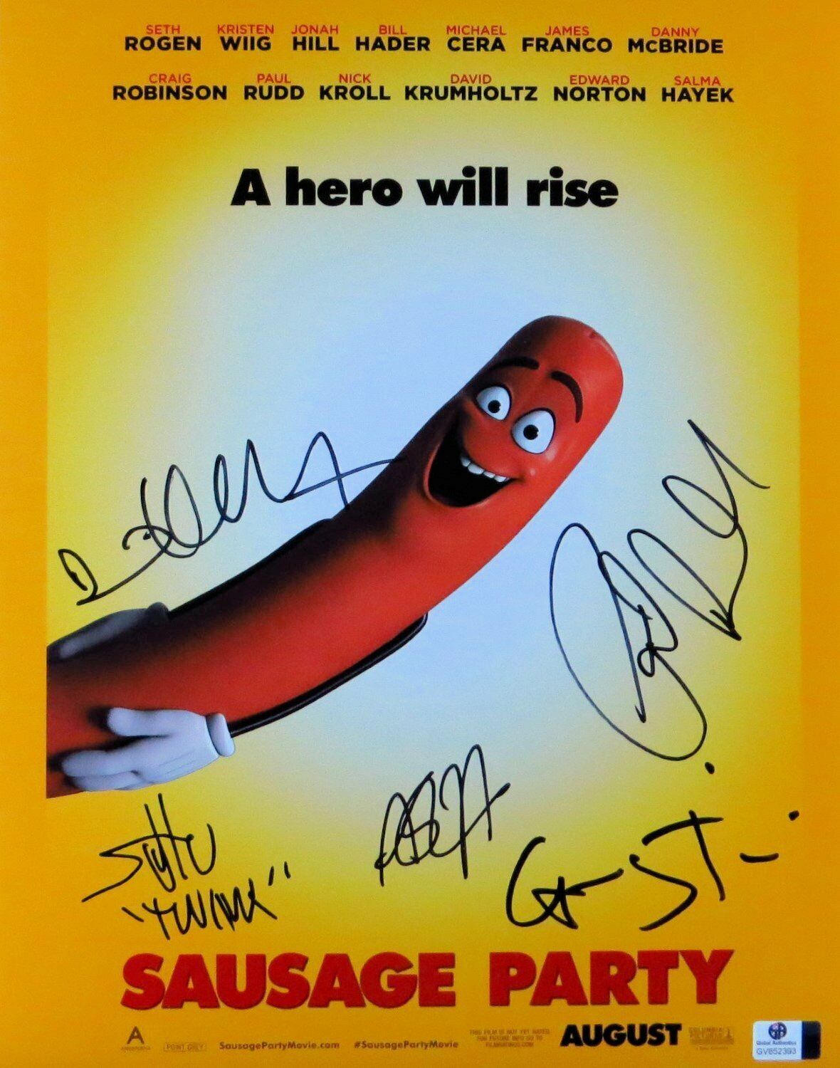 Rudd/Krumholtz/Tiernan/Shaffir/+ Autographed 11X14 Photo Poster painting Sausage Party GV852393