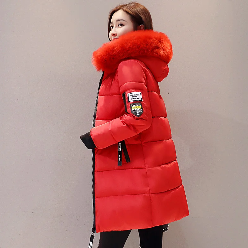 Woherb Cotton-Padded Jacket Female 2024 Winter Dress New Korean Version Of Fashion Long Cotton-Padded Jacket Female Large Size Slim Hooded Coat Female Cotton-Padded Jacket-Outfit Ideas