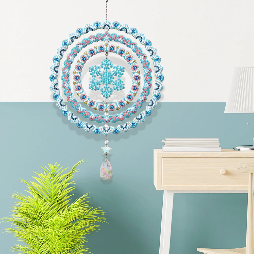 DIY Snowflake Suncatcher Diamond Painting Hanging Sign Christmas Home Windows Decor