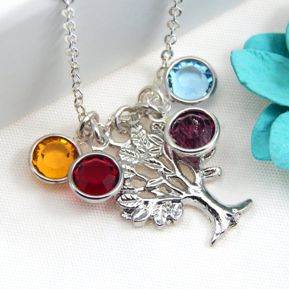 Vangogifts Blended Family tree BirthstonesNecklace | Best Gift for MOM, Wife, Girlfriend