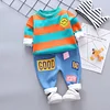 Baby Girl Boy Suits Plush Stripe Smiley Face 2 Pcs/Set