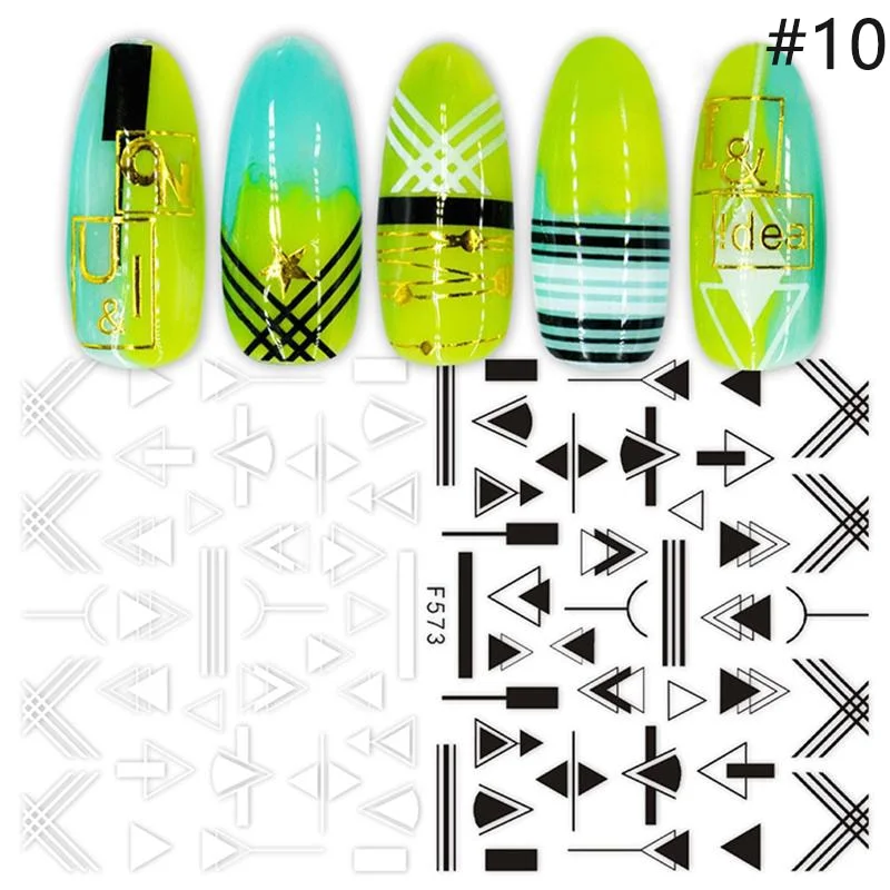 1 Sheet 3D Butterfly Nail Sticker Black Lines Flower Colorful Nail Transfer Foil Sliders Leaf Tree Summer Nail Art Decoration-Nail Inspo