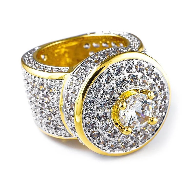 Rhodium Gold Iced CZ Micro Ring-VESSFUL