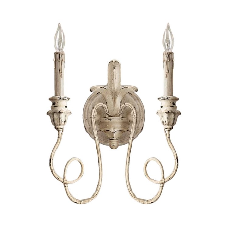 Curvy Bedroom Wall Mounted Lamp Rustic Stylish Wood 2 Lights White/Brown/Distressed White Sconce Light Fixture