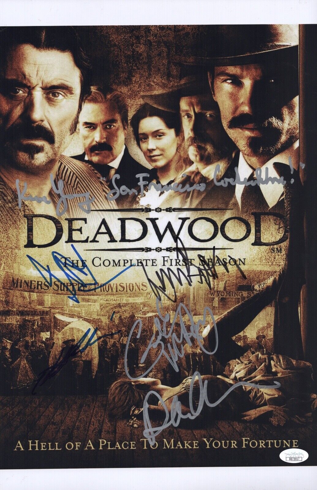 Ian McShane DEADWOOD Cast X6 Signed 11x17 Photo Poster painting IN PERSON Autograph JSA COA