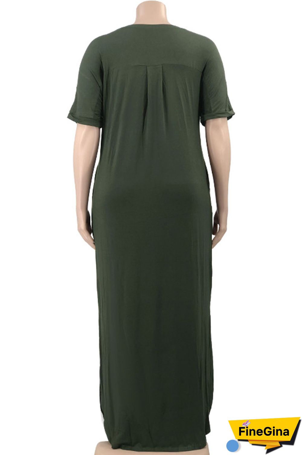 Yellow Casual Solid Patchwork Slit V Neck Straight Plus Size Dresses