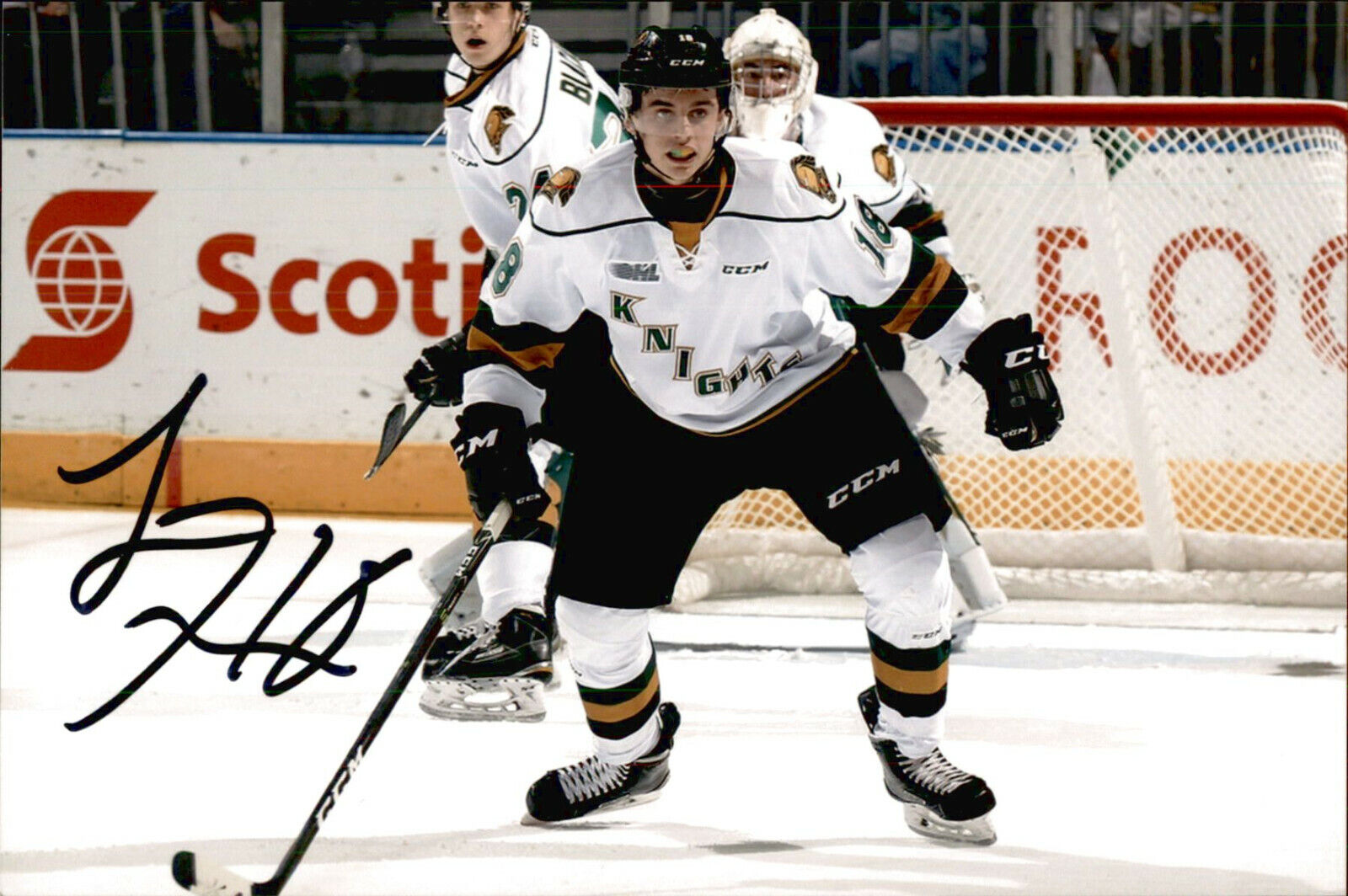 Liam Foudy SIGNED 4x6 Photo Poster painting LONDON KNIGHTS / COLUMBUS BLUE JACKETS #3