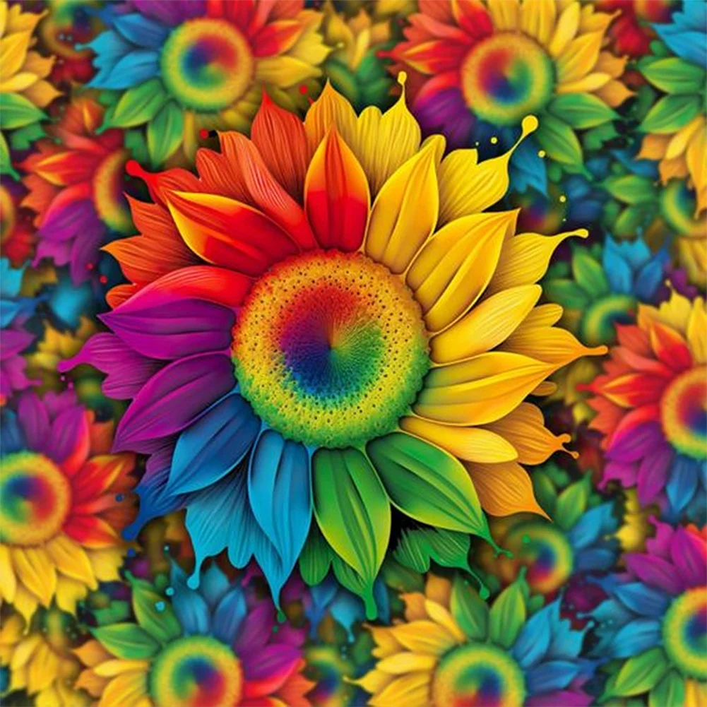 Partial AB Diamond Painting - Full Round Drill - Rainbow Gerbera(Canvas|45*45cm)