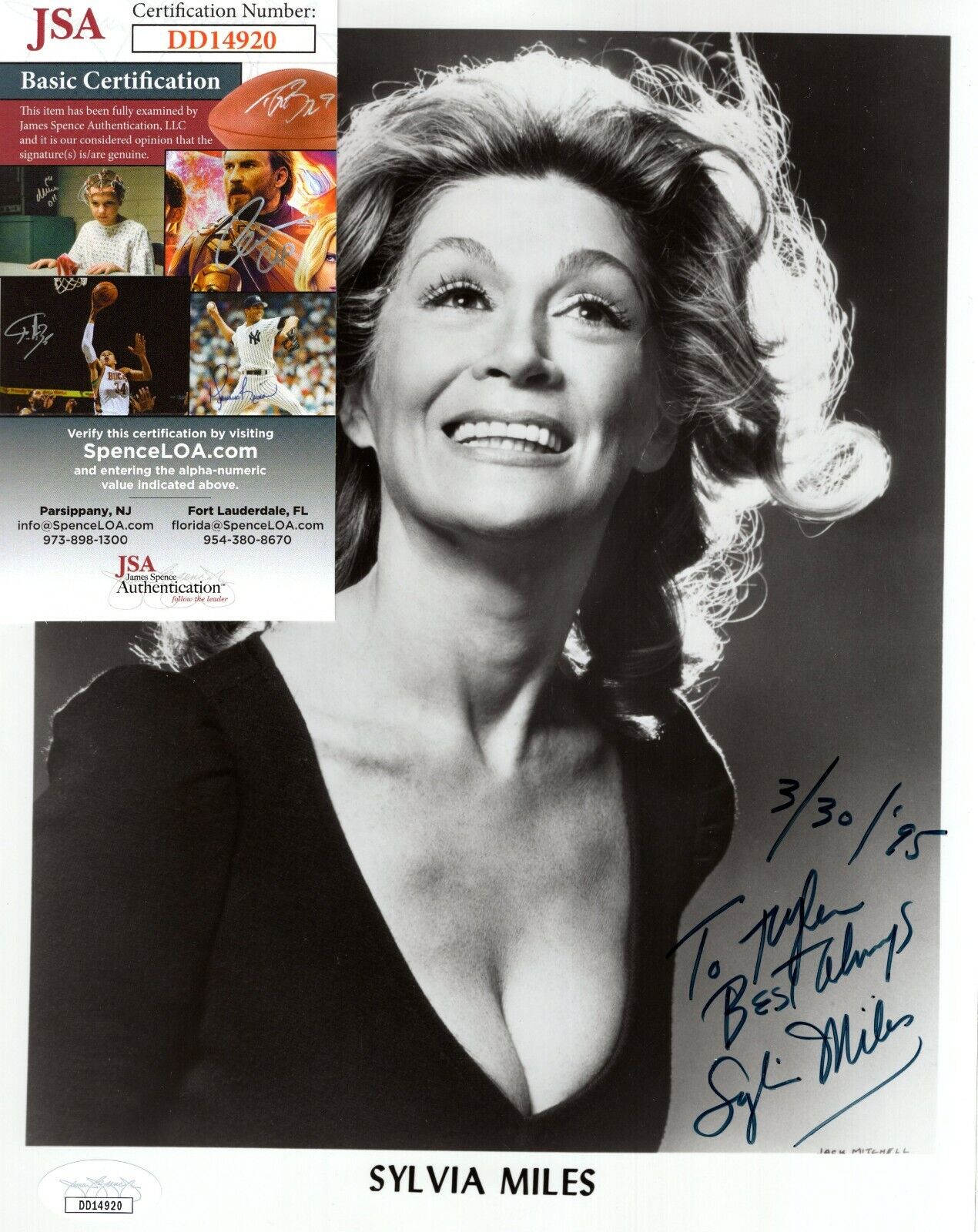 Sylvia Miles Actress Movie Star Hand Signed 8x10 Sexy Busty Photo Poster painting with JSA COA