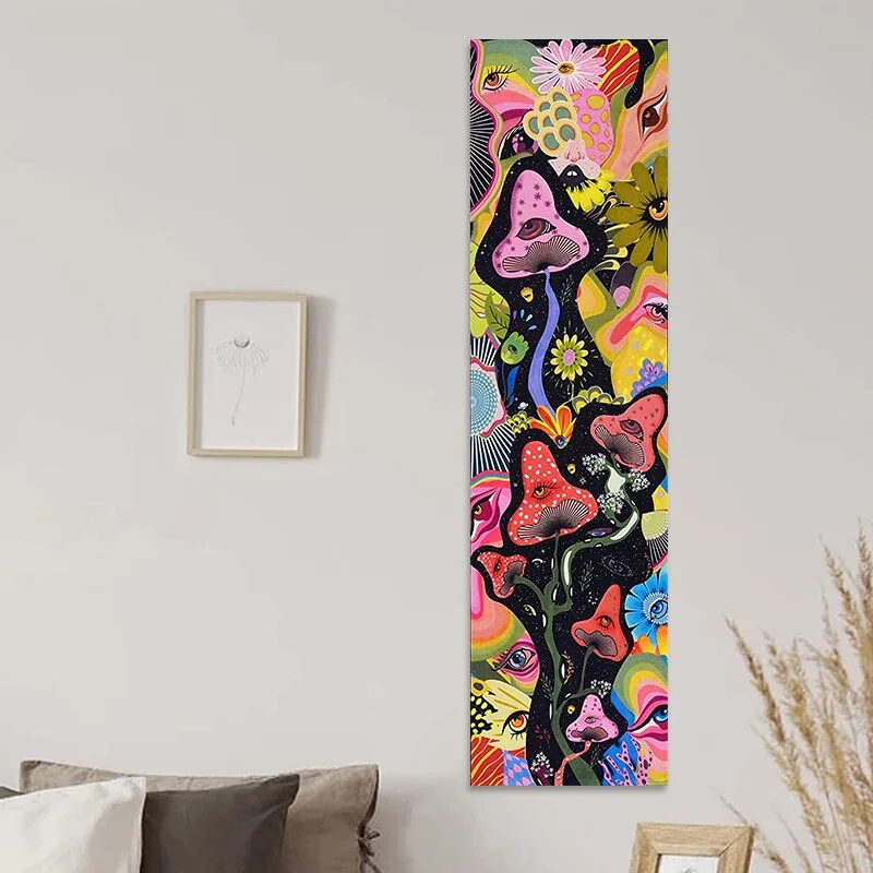 Psychedelic Mushroom Tapestry Wall Hanging Hippie Colorful Flower Tapestries Magic Abstract Wall Hanging for Home Decor Wall Art