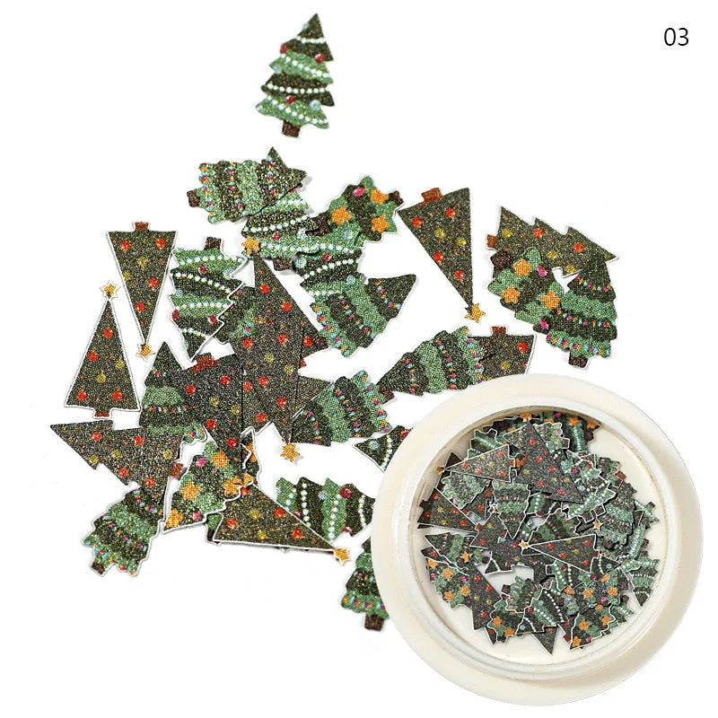 3D Christmas Series Wood Pulp Piece Nail Art Decoration Accessories Manicure Snowflake Snowman Shape Manicure Art Decal