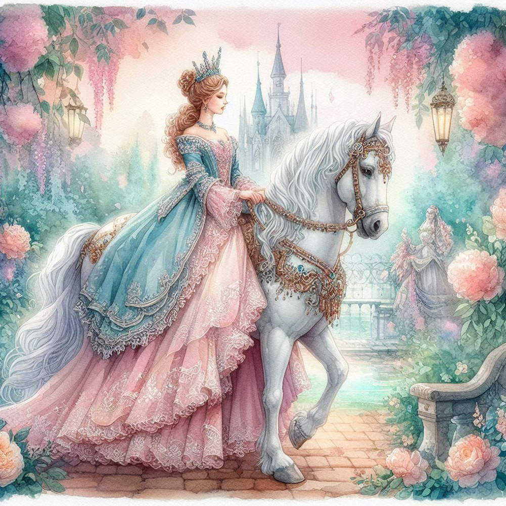 Rococo Girl And Flower 40*40cm(canvas) full round drill diamond painting