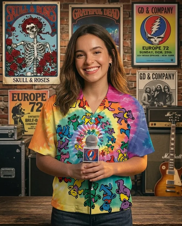 Vintage Grateful Dead Skull & Bear &Terrapin Graphic Cuban Collar Short Sleeve Shirt &ndash; Unisex Retro Cotton Top