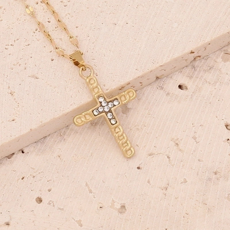 Fashion Portrait Geometric Owl Stainless Steel Plating Inlaid Zircon 18K Gold Plated No Inlaid Pendant Necklace