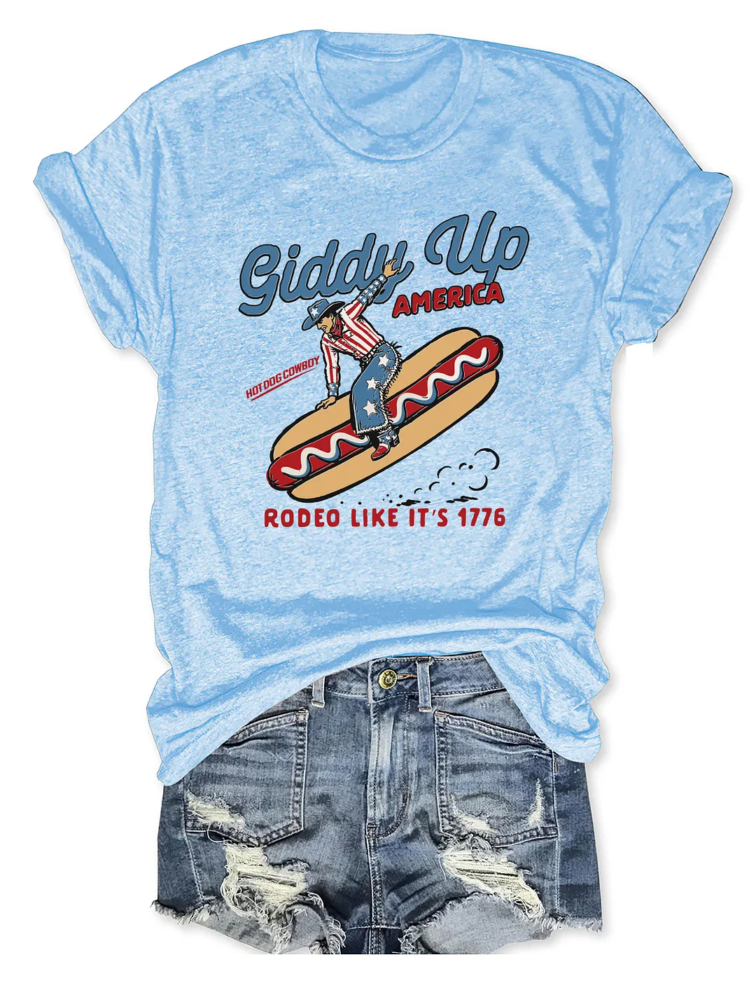 Giddy Up America Cowboy Hot Dog T-shirt