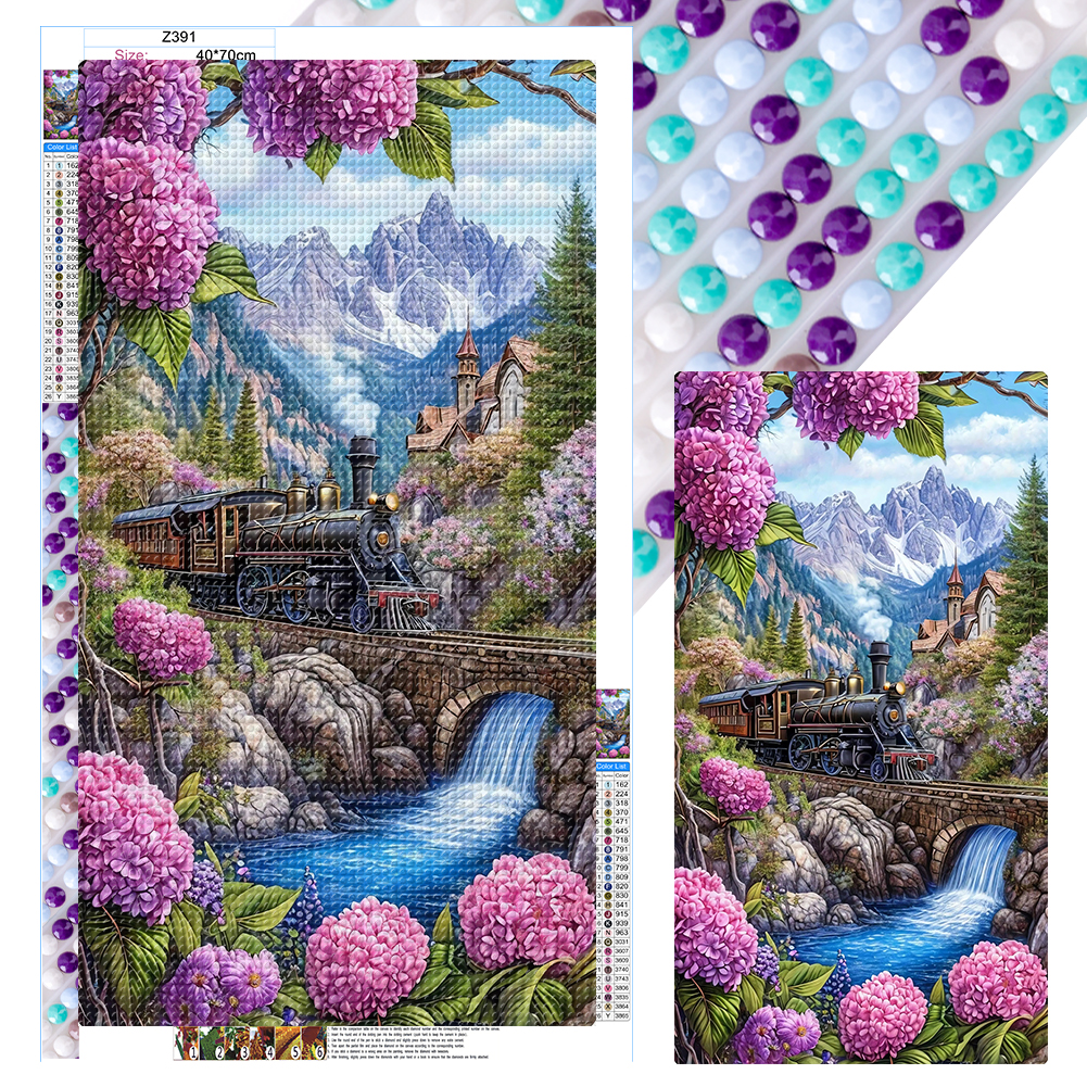 Train Scenery 40*70cm(canvas) full round drill diamond painting