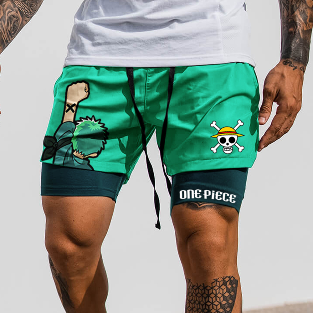 Unisex "One Piece" Anime Print Shorts Double Layer Functional Shorts