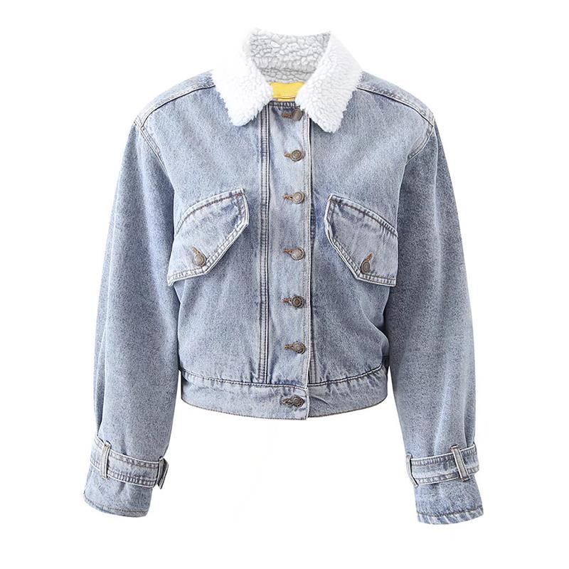OLCooL 2024 Fall Fashion Fleece Lined Button Up Denim Jacket olcool