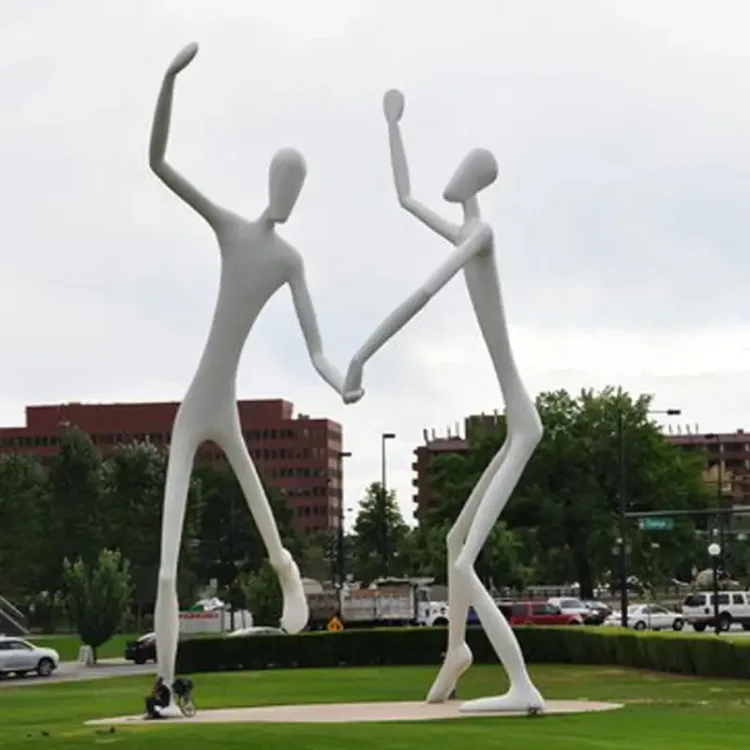 Life Size Two Men White Painted Outdoor Fiberglass/Resin Sculpture