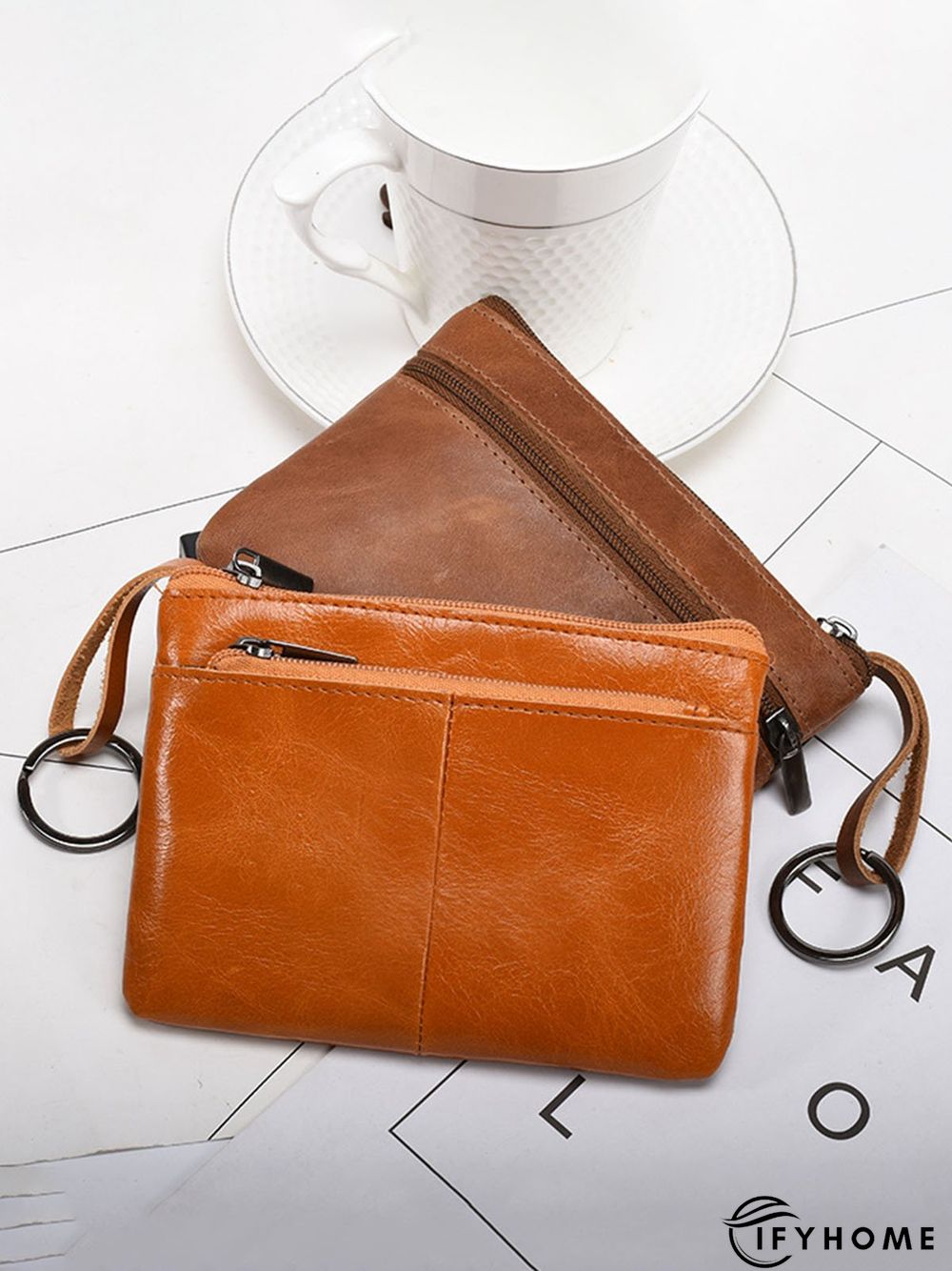 Cowhide Wax Leather Retro Simple Coin Purse | IFYHOME