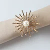 Sun Light Rhinestone Pearl Wedding Catering Napkin Ring