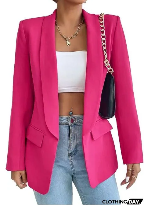 Women Solid Color Casual Lapel Long Sleeve Blazer Coat