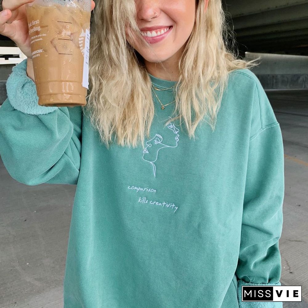 Modern Casual Printed Color Long Sleeve Sweatshirt