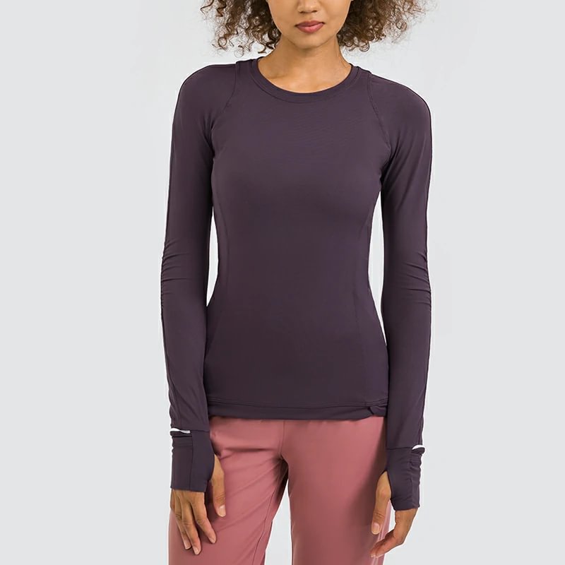 Women's long sleeve tee with thumb holes