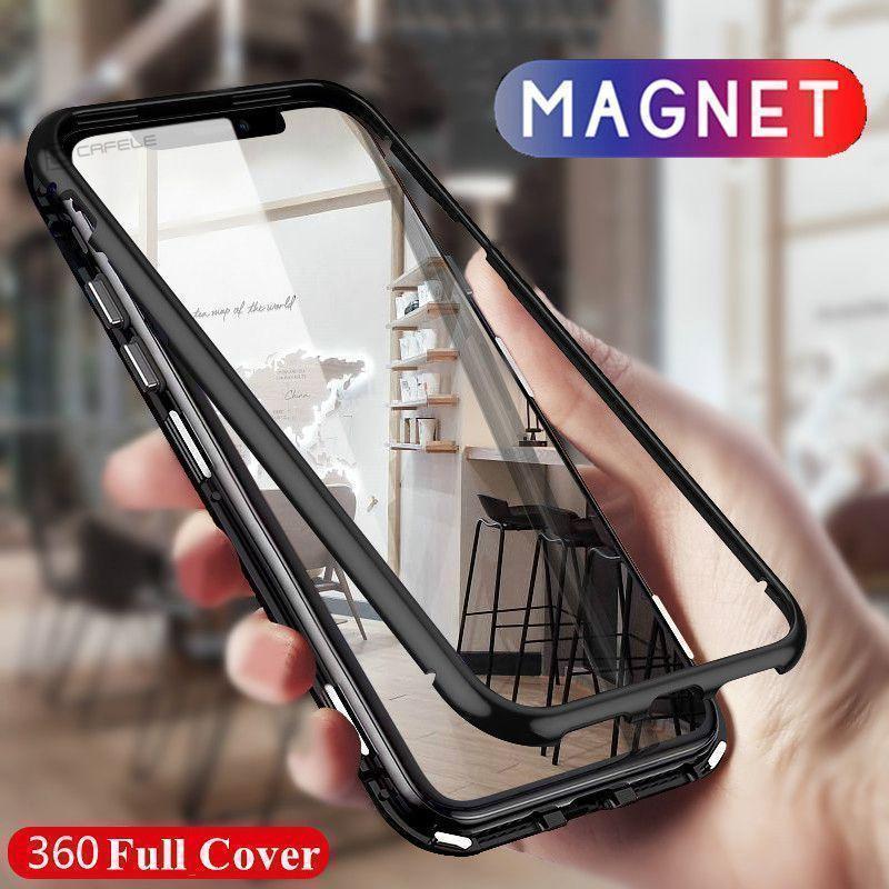 Transparent Tempered Glass Magnetic Adsorption Phone Case for iPhone XS Max XR XS X 8 Plus 7 Plus 8 7 6s Plus 6 Plus