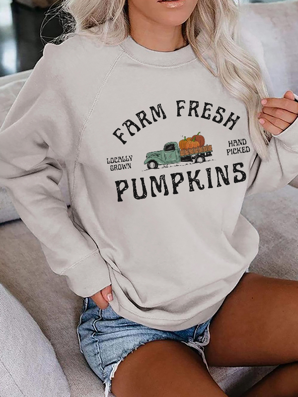 Farm Fresh Pumpkins Print Thanksgiving Sweatshirt