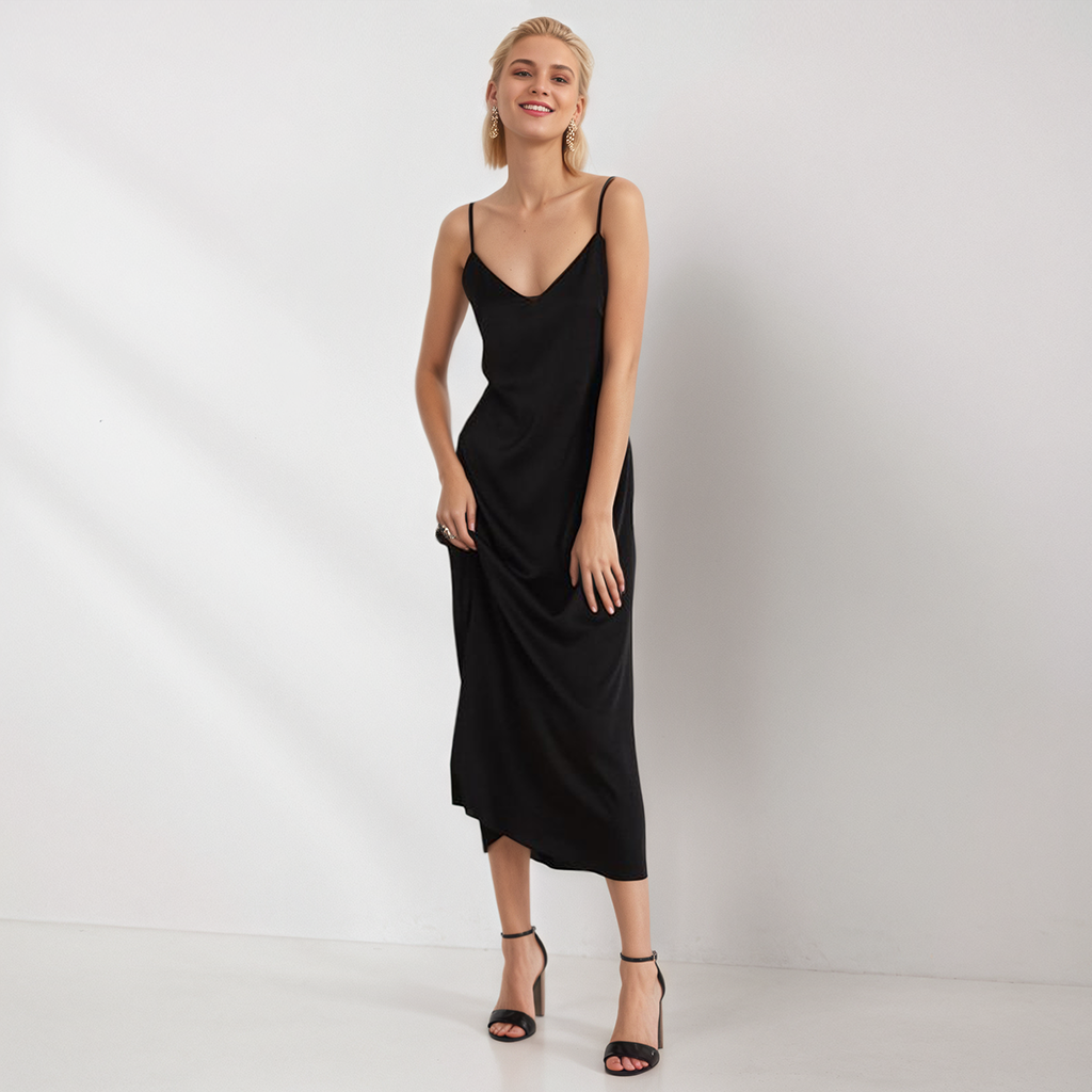 Black Evening Gown Silk Maxi Dresses for Galas REAL SILK LIFE