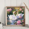 Swans Lotus Full 14CT 2 Strands DIY Counted Cross Stitch Kits for Beginners Adults Home Decor Cross Stitch Patterns Arts Craft Kits 15.6x15.6In