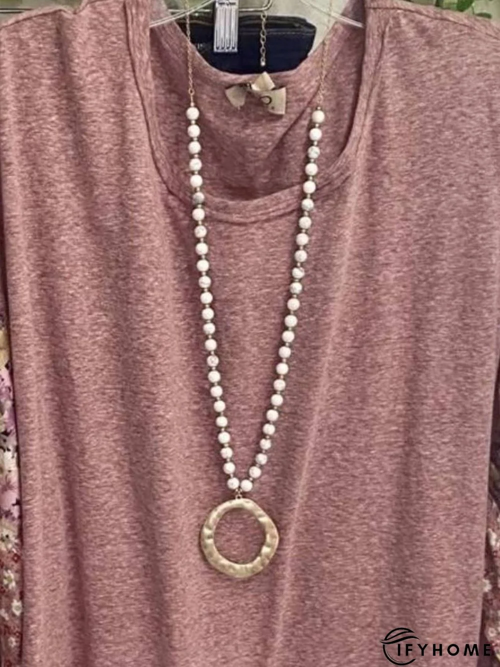 Round Neck Printed Long Sleeve Top | IFYHOME