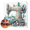 (Framed)Diamond Painting -DIY Round Drill Sewing Machine with Frame(25x25cm)