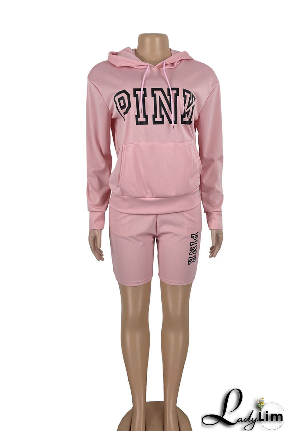 Deep Blue Casual Print Patchwork Hooded Collar Long Sleeve Two Pieces