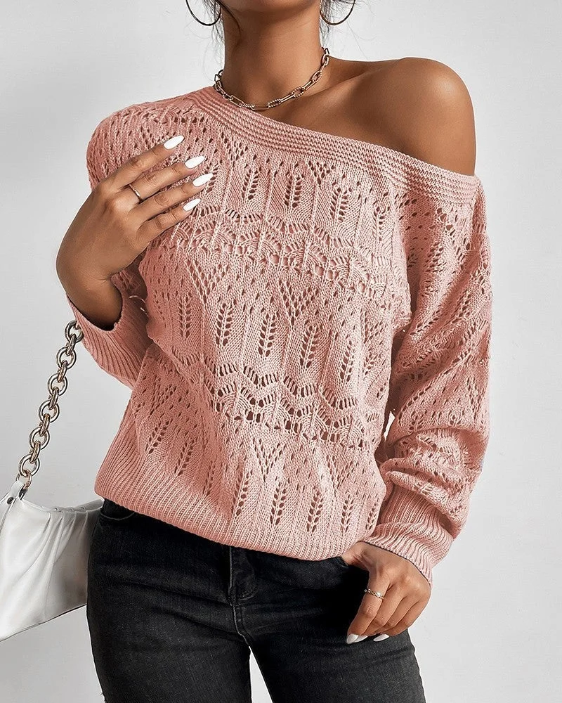Hollowout One Shoulder Knit Sweater | EGEMISS