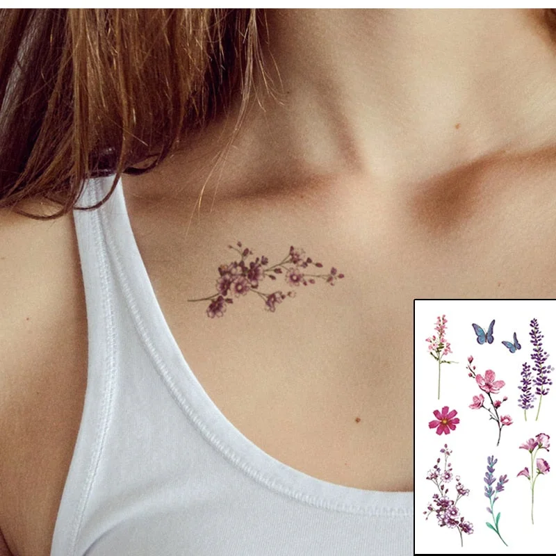 Sketch Rose Flowers Waterproof Temporary Tattoo Sticker Hand Lines Design Fake Tattoos Flash Tatoos Arm Chest Body Art for Women