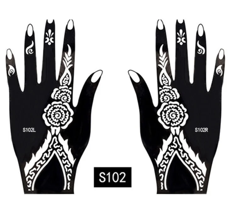 2Pcs/Set Temporary Tattoo stencil 25 designs Body Art Men Women Indian Henna pattern Beauty Waterproof Fake Arm Hand Reuse tatoo