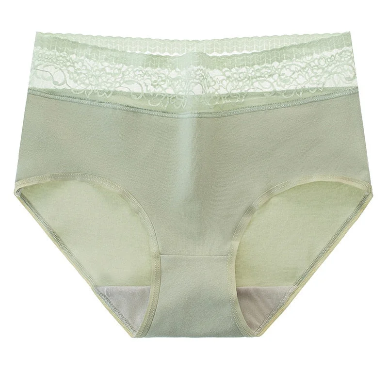 Women's Cotton Underwear Sexy Lace Panties High Waist Solid Color Underpants Seamless Women's Briefs Plus Size Female Lingerie