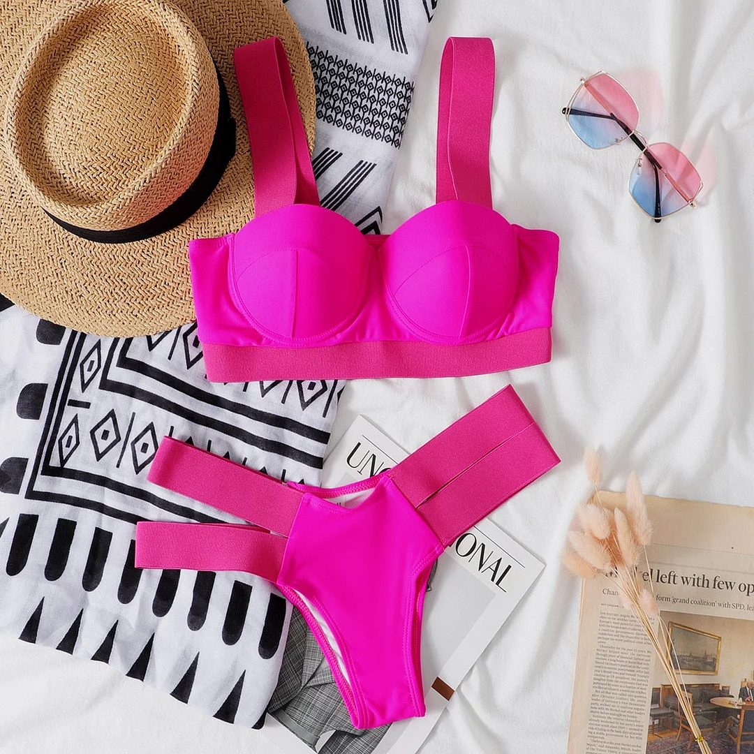 Ellolace Women's Swimsuits Sexy Swimwear Patchwork Bikini 2020 Woman Push up Biquini Neon Bikinis Swimsuit Bathing Suits 2021