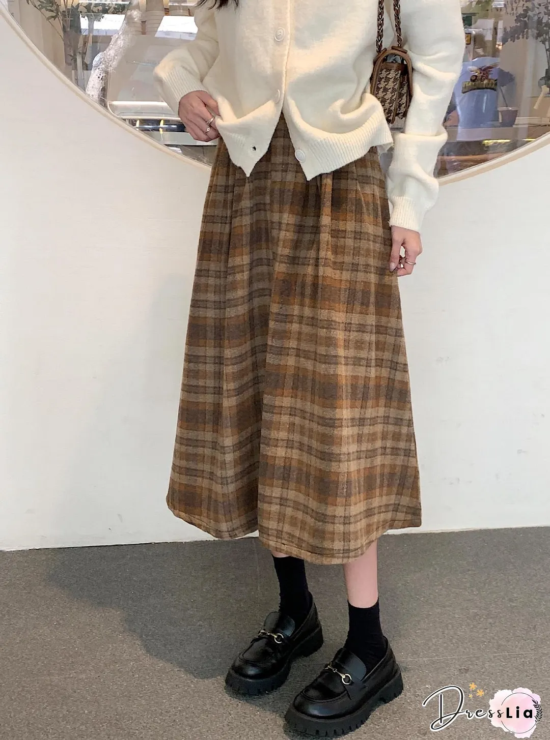 Plaid Printed Vintage Casual A-Line Skirt