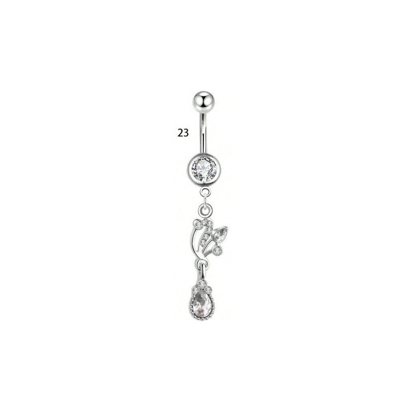 1 Piece Belly Rings Minimalist Classic Style Water Droplets 304 Stainless Steel Inlay Zircon Belly Rings