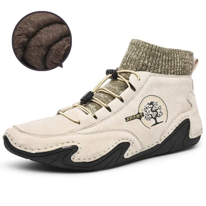 Plush Ankle Boots For Men Woolen Collar Orthopedic Shoes