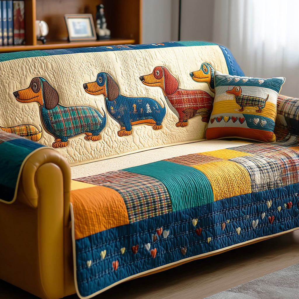 Sweet Sausage Dog Quilted Sofa Cover NCU0TD2130 everthome