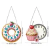 2Pcs Dessert DIY Diamond Painting Ornament with Clock Function Home Decor Art