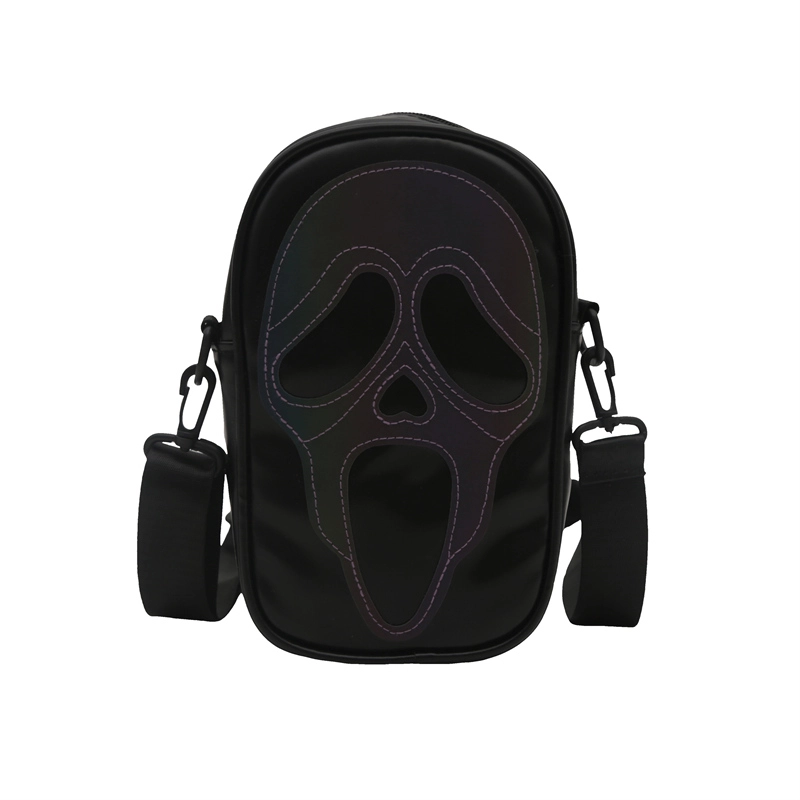 Halloween Women’s Pu Leather Skull Streetwear Square Zipper Shoulder Bag Crossbody Bag