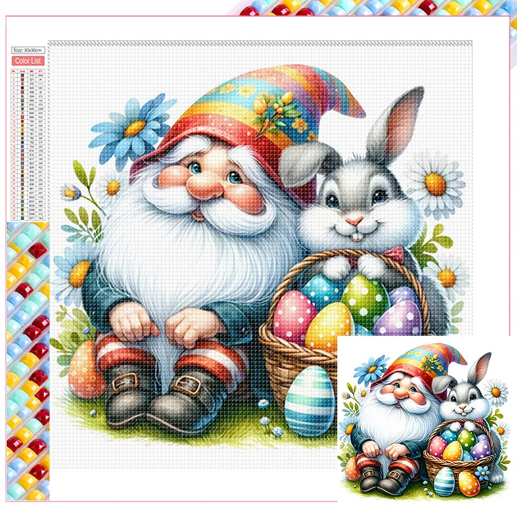 Full Square Diamond Painting - Easter Gnomes And Animals 30*30CM