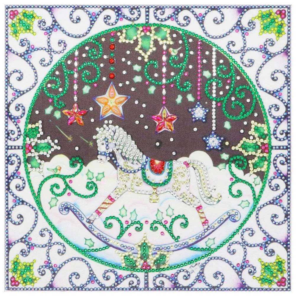 Diamond Painting - Special Shaped Drill - Christmas Rocking Horse(30*30cm)