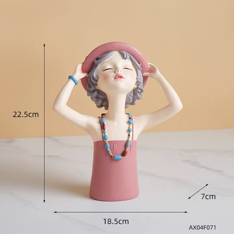 Summer Girl Sculpture Resin Figure Statue Modern Home Decoration Ornaments Living Room Girl Bedroom Decoration Gifts Resin Art