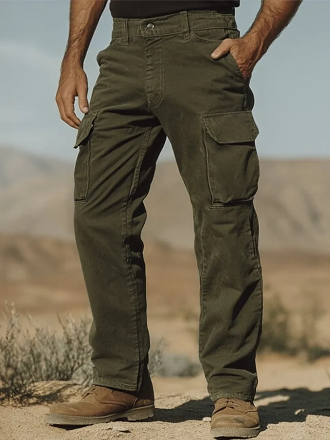 Men's Casual Solid Color Pocket Side Cargo Pants